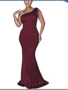 Wine Red One Shoulder Formal Dress 2XL NEW Evening Gown